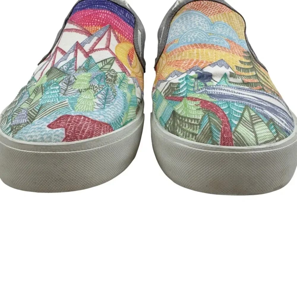 Inkkas Trek Art To Wear Colorful Artsy Unique Slip On Shoes Unisex W 10/ M 8